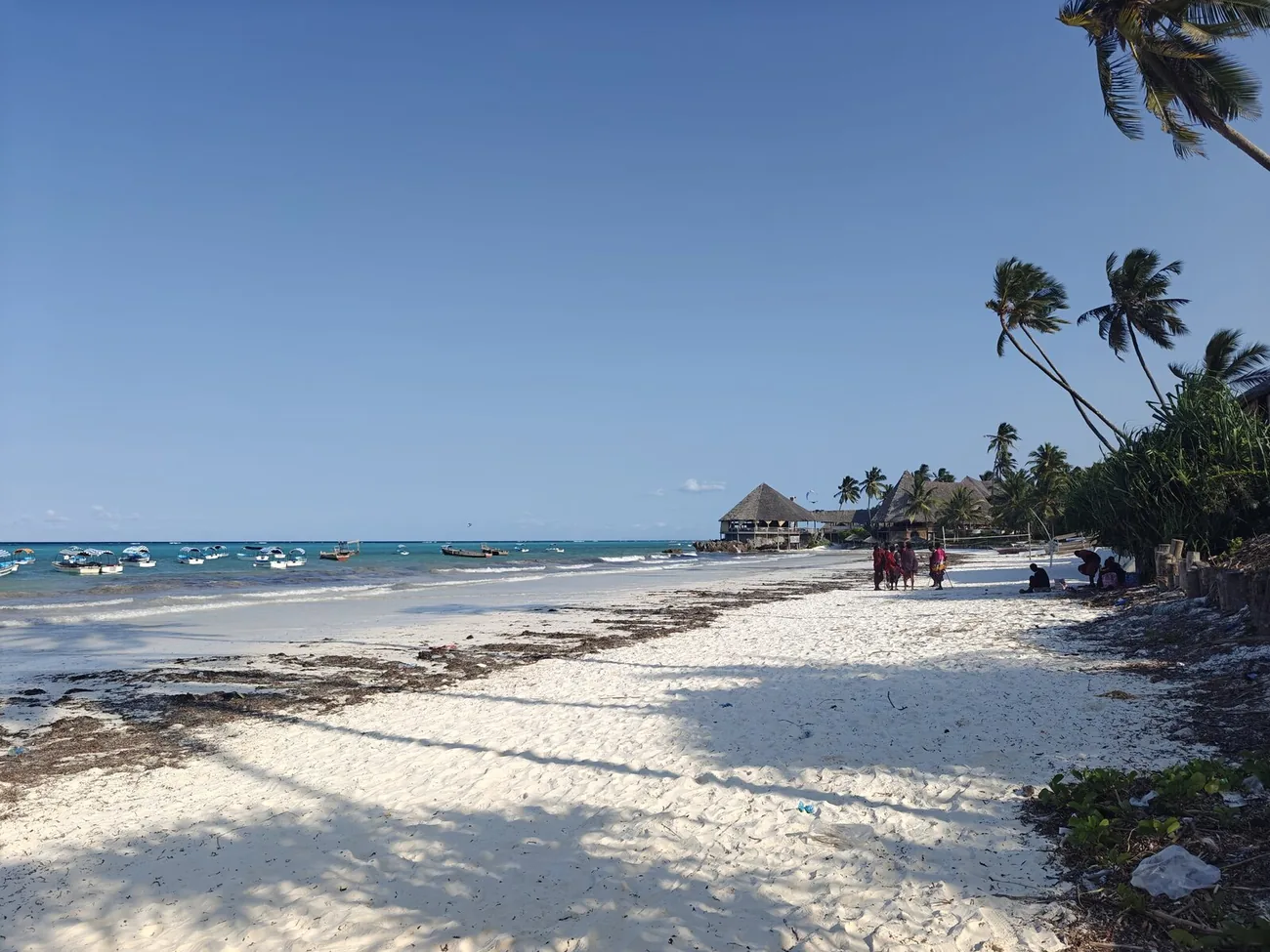 The white sand beach at Matemwe at low tide.